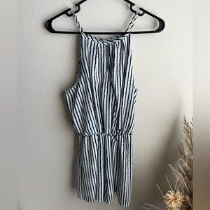 Navy and White Striped Romper